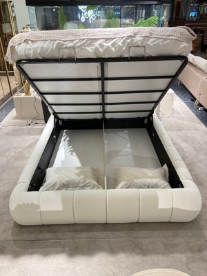 Cozze Mobilya Teddy Bukle Kumaş Modern Bazalı Çift Kişilik Karyola