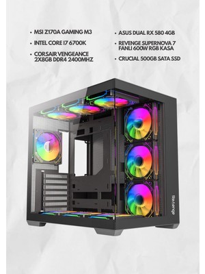 OEM Rx 580 Gaming Pc | I7 6700K | 16GB Ram | 500GB SSD | 600W Psu | F/p Oyuncu Bilgisayarı