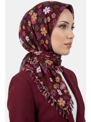 Hadiora Kadın Bordo Çiçek Desenli Boncuklu Yazma
