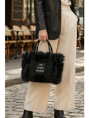 Vivazzaluxe Vintage Peluş Kürk Model Sonbahar, Kış The Bag Bonjeur Kadın El, Kol, Omuz Çanta