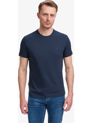 Pierre Cardin Erkek Lacivert Slim Fit %100 Pamuk Bisiklet Yaka Basic Tişört 50325307-VR033