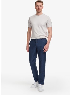 Pierre Cardin Erkek Lacivert Slim Fit Keten Karışımlı Pantolon 50325164-VR033