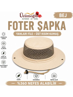 Üzümoğlu Foter Şapka Yanları File Nefes Alabilir Outdoor Kamp Balıkçılık Şapkası