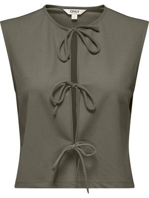 Only Onlsakura Regular Fit Yuvarlak Yaka Bağlama Detaylı Yelek Bayan Yelek 15366877