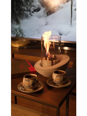 Bee Candle Home Vera Bacasız Beton Masaüstü Şömine Bioethanol Dumansız Şömine / Yakıt Hediyeli -Gri Beton Rengi