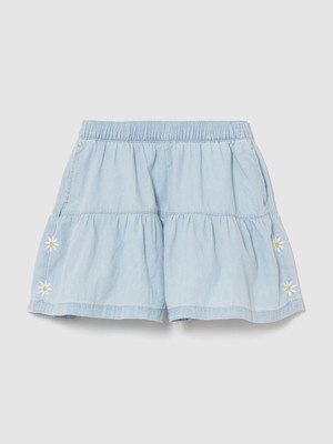 Gap Kız Çocuk Açık Mavi Pull-On Tiered Şort