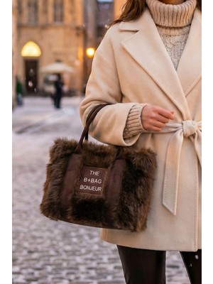 Vivazzaluxe Vintage Peluş Kürk Model Sonbahar, Kış The Bag Bonjeur Kadın El, Kol, Omuz Çanta
