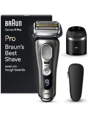 Braun Series 9 Pro Premium Elektrikli Tıraş Makinesi, 4+1 Tıraş Başlığıyla, Erkek Elektrikli Tıraş Makinesi, Prolift Düzeltici, 5'i 1 Arada Temizleme Istasyonu, Islak ve Kuru,, Gri