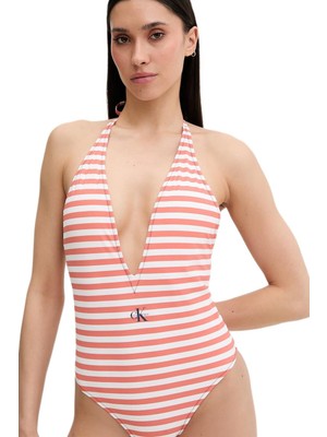 Calvin Klein Kadın Turuncu Derin V Yaka Mayo LV00Q61216