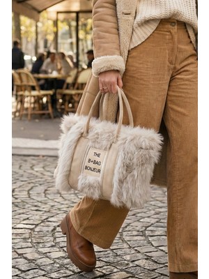 Vivazzaluxe Vintage Peluş Kürk Model Sonbahar, Kış The Bag Bonjeur Kadın El, Kol, Omuz Çanta