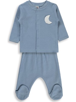 Civil Baby Hilal Baskılı 1-9 Ay Pijama Takımı - Mavi