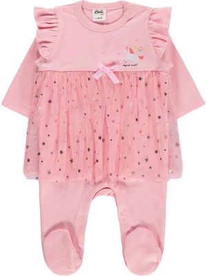 Civil Baby Yıldız Empirme Unicorn Baskılı 1-9 Ay Pijama Takımı - Pembe