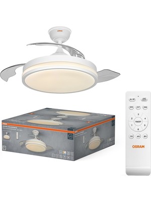 Osram Ceiling Coromuel 60W 3000K/4000K/6500K 2600LM Dim Edilebilir Açılır Kapanır Pervane Kumandalı Beyaz Tavan Vantilatörü