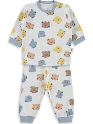 Civil Baby Renkli Ayıcık 6-18 Ay Pijama Takımı - Mavi