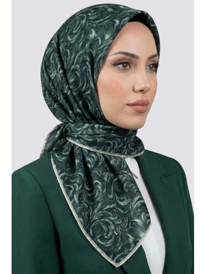 Hadiora Kadın Yeşil Ebru Desenli Organik Pamuk Soft Eşarp
