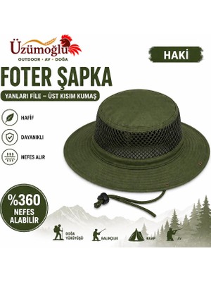 Üzümoğlu Foter Şapka Yanları File Nefes Alabilir Outdoor Kamp Balıkçılık Şapkası