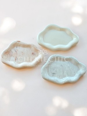 CHERIECHIC Home Dalgalı Beton Dekor Obje | Sunum Tabak | Mermer (Gri)