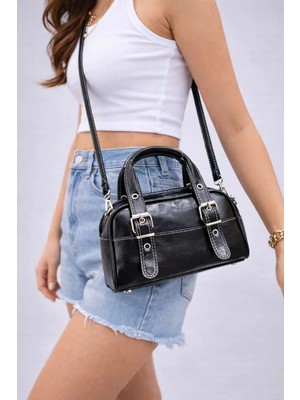 Wikidays.s Moda Trendi Modern Orta Boy Kadın El ve Çapraz Çanta - Kontrast Dikişli & Toka Detaylı