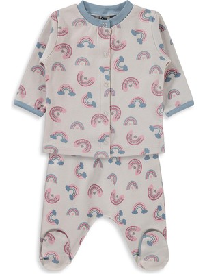 Civil Baby Gökkuşağı Empirme 1-9 Ay Pijama Takımı - Bej