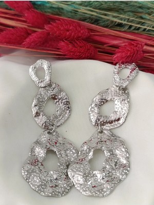 İpar Aksesuar Press Çift Geçmeli Metal Silver Küpe