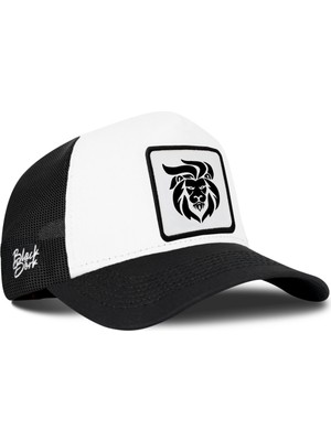 BlackBörk Aslan Logolu Siyah-Beyaz Trucker Şapka