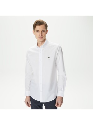 Lacoste Erkek Slim Fit Düğmeli Yaka Beyaz Gömlek