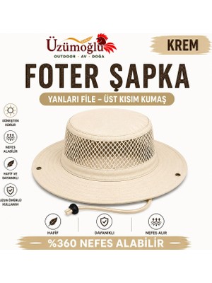 Üzümoğlu Foter Şapka Yanları File Nefes Alabilir Outdoor Kamp Balıkçılık Şapkası