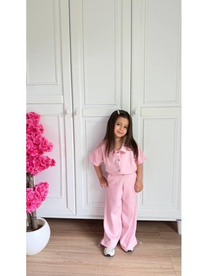 Butik Kız Çocuk Alt - Üst Pamuklu 2'li Takım Paça Bel Ayarlanabilir