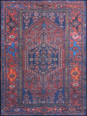 Pera Halı Kahverengi, Turuncu ve Lacivert Motifli Vintage Halı - Outlet - 15005MOU