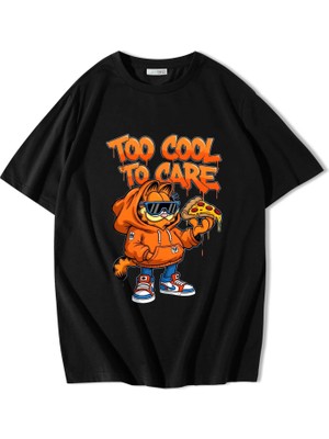 Brz Collection Unisex Oversize Too Cool To Care T-Shirt Siyah