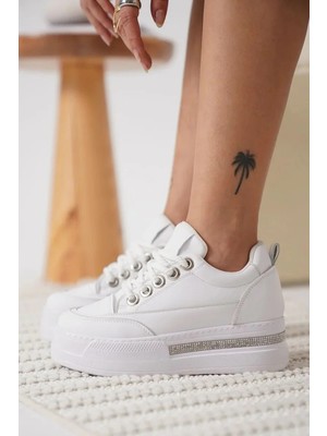 modaiconu Beyaz Kadın Gizli Topuklu Sneaker TR04MS01B