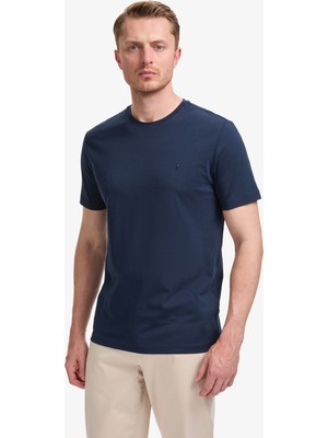 Pierre Cardin Erkek Lacivert Regular Fit %100 Pamuk Bisiklet Yaka Basic Tişört 50325299-VR033