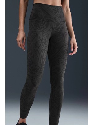 Nike Zenvy High Waisted 7/8 Leggings Kadın Lazer Kesim Baskılı Antrenman Taytı Siyah