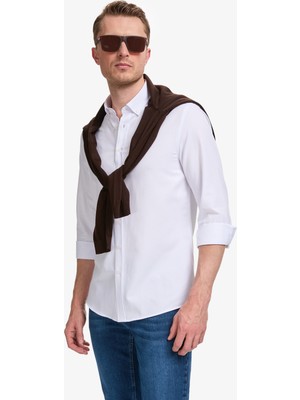 Pierre Cardin Erkek Beyaz Oxford Slim Fit Kolay Ütülenebilir Gömlek 50325365-VR013
