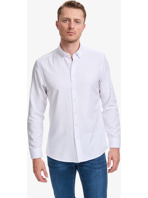 Pierre Cardin Erkek Beyaz Oxford Slim Fit Kolay Ütülenebilir Gömlek 50325365-VR013