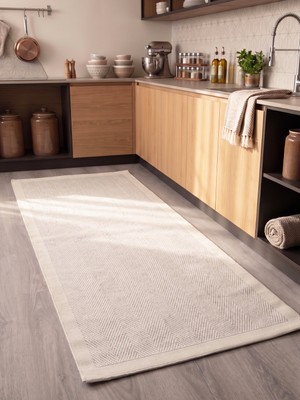My Evilla Vektör Sisal Halı Kaymaz Taban Silinebilir Yıkanabilir Modern Salon Mutfak Koridor Halısı Beyaz Beyaz
