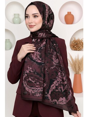 Hadiora Kadın Bordo Pembe Soyut Desenli Organik Pamuk Soft Şal