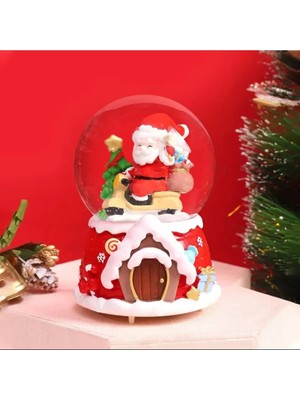 Nesever Store Yılbaşı Hediye 2024 Tasarımlı 13 cm Işıklı Müzikli Noel Baba Büyük Boy Işıklı Müzikli Kar Küresi