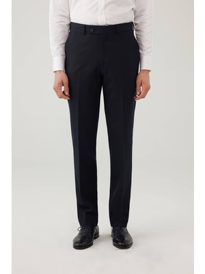 Ysf Erkek Lacivert Regular Fit %100 Yün Kumaş Pantolon