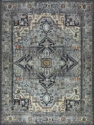 Pera Halı Gri Geometrik Desenli Vintage Halı - Outlet - 50039GOU