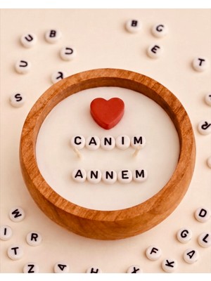 Nish Candles Anneler Günü Gizli Mesajlı Mum Canım Annem Mesajlı Ahşap Kasede, Kraft Kutuda Annenize Sürpriz Hediye