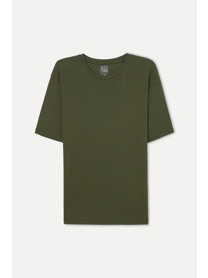 Mudo Erkek Haki Bisiklet Yaka T-Shirt