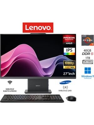 Lenovo ıdeacentre 27ARR9 Aıo Ryzen7 7735HS 40GB 1tb SSD Sıyah W11PRO 27" Fhd All In One Bilgisayar Duddı