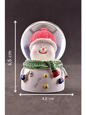 Nesever Store Dekoratif Yılbaşı Tombik Kardan Adam Temalı Mini Boy Işıklı Kar Küresi 6,5 cm A