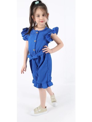 Aden Kids Kız Çocuk Kemerli Şık Tulum - Esnek Rahat Kumaş - 4-12 Yaş - Tatil, Bayram ve Günlük Kullanım
