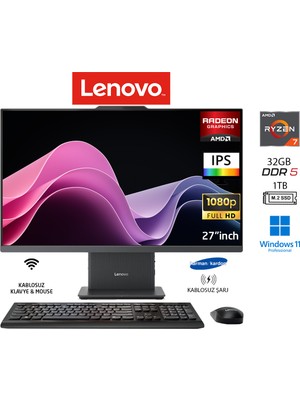 Lenovo ıdeacentre 27ARR9 Aıo Ryzen7 7735HS 32GB 1tb SSD Sıyah W11PRO 27" Fhd All In One Bilgisayar Duddı