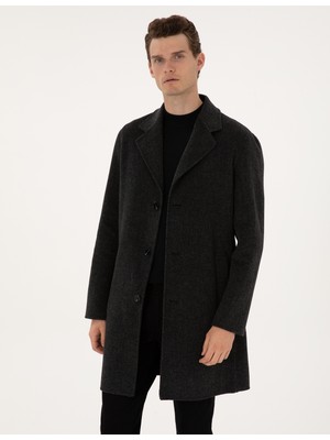 Pierre Cardin Erkek Antrasit Regular Fit Kaşe Kaban 50315759-VR006