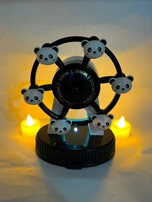 Nesever Store Işıklı Panda Müzik Kutusu Dönme Dolap Takı Kutusu