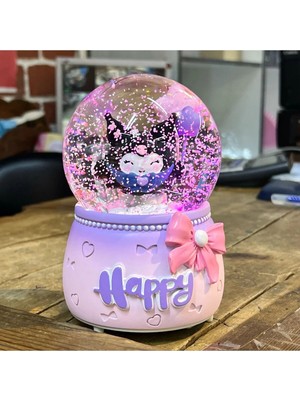 Nesever Store Mega Boy Kuromi Küresi Işıklı Otomatik Kar Püskürtmeli Müzikli Kar Küresi