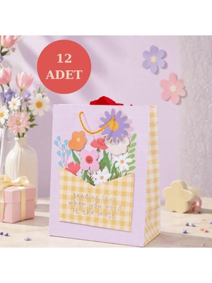 Sarkap 12'li 32X26X14 cm Özel Tasarım Sarı Saksı Model Hediyelik Karton Çanta
